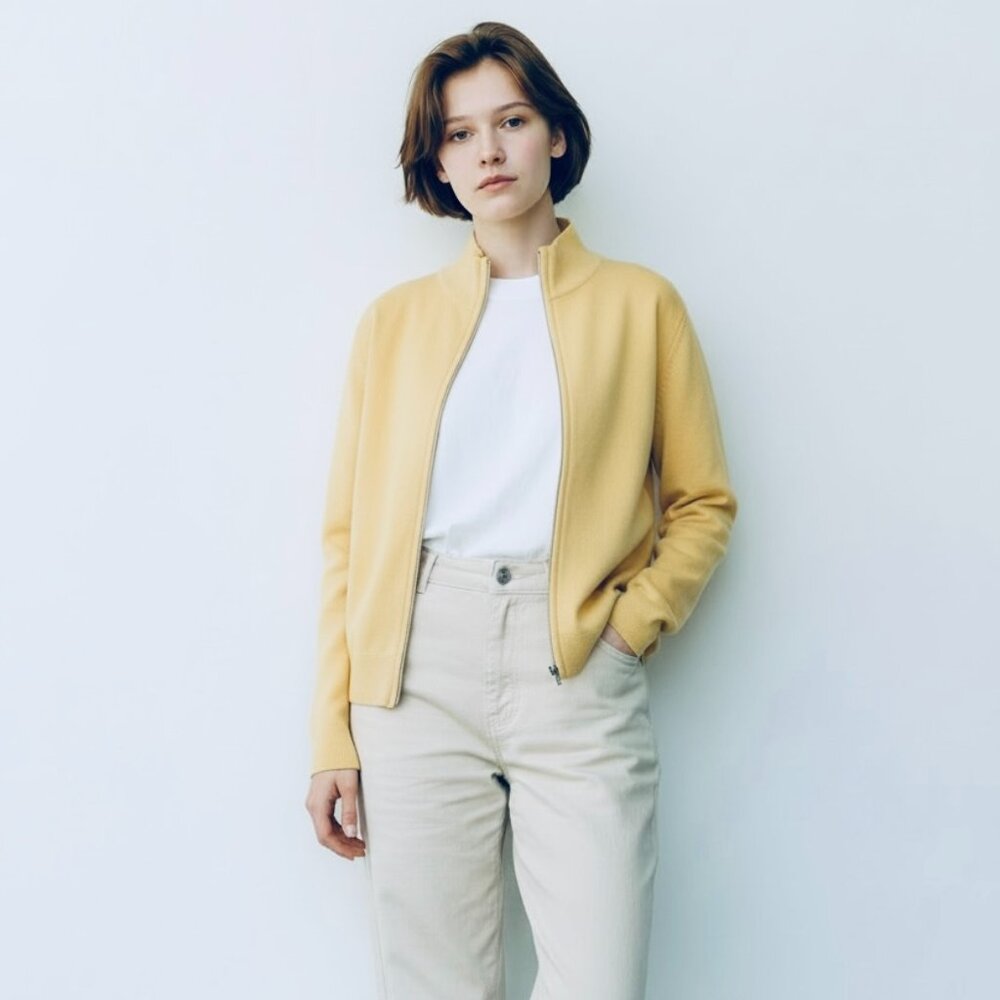 Chico's Butter Yellow Zip Cardigan